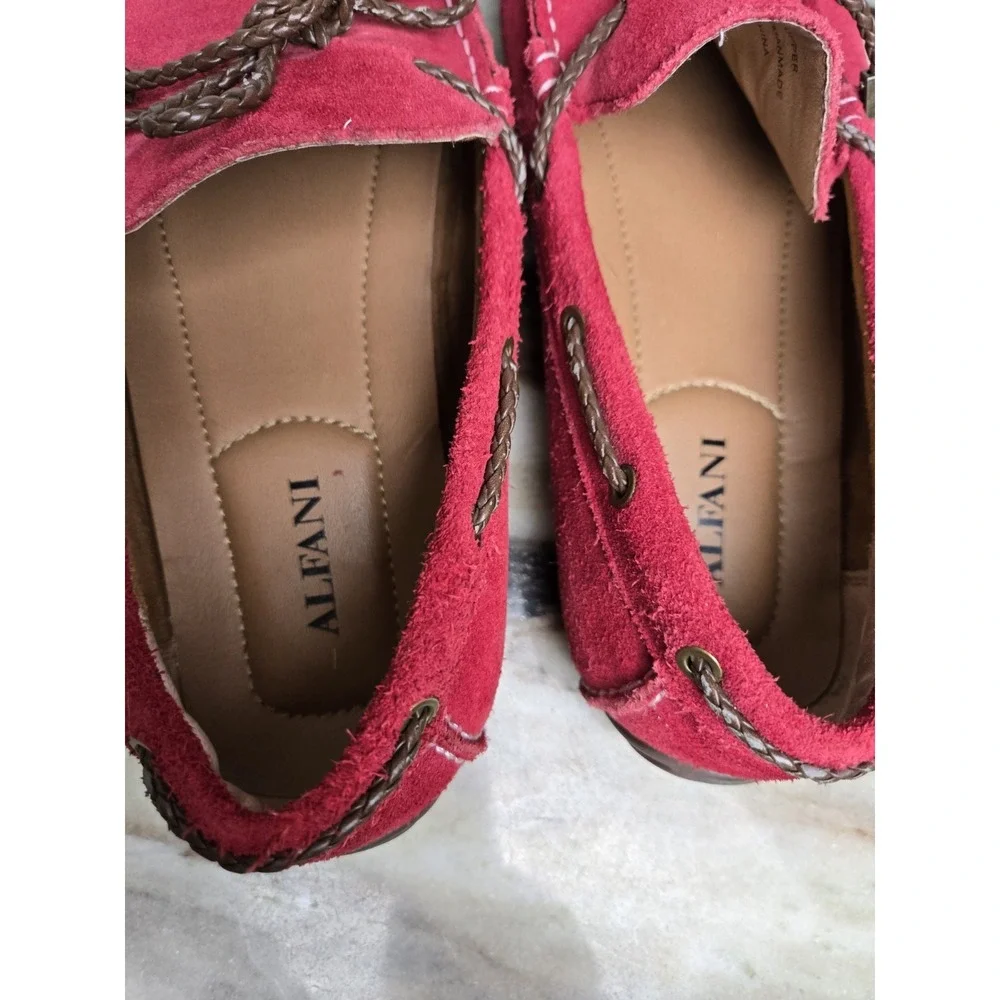Alfani Trevor Men's Red Suede Leather Driving Moccasins Loafers Shoes Size 9.5 M